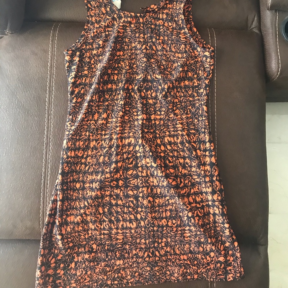 Black and orange mini.  Sleeveless